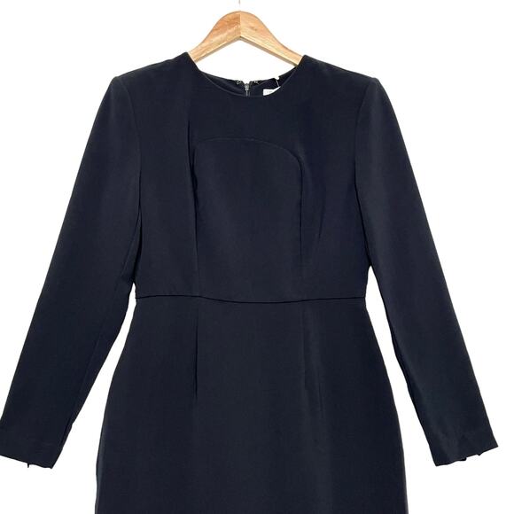 Sergio Hudson x Target Sheath Midi Dress Sz XS Black Stretch Shoulder Pads Slit - Picture 3 of 12